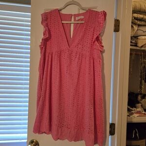 Pink Lily XL Pink eyelet viral tick tock dress shorts